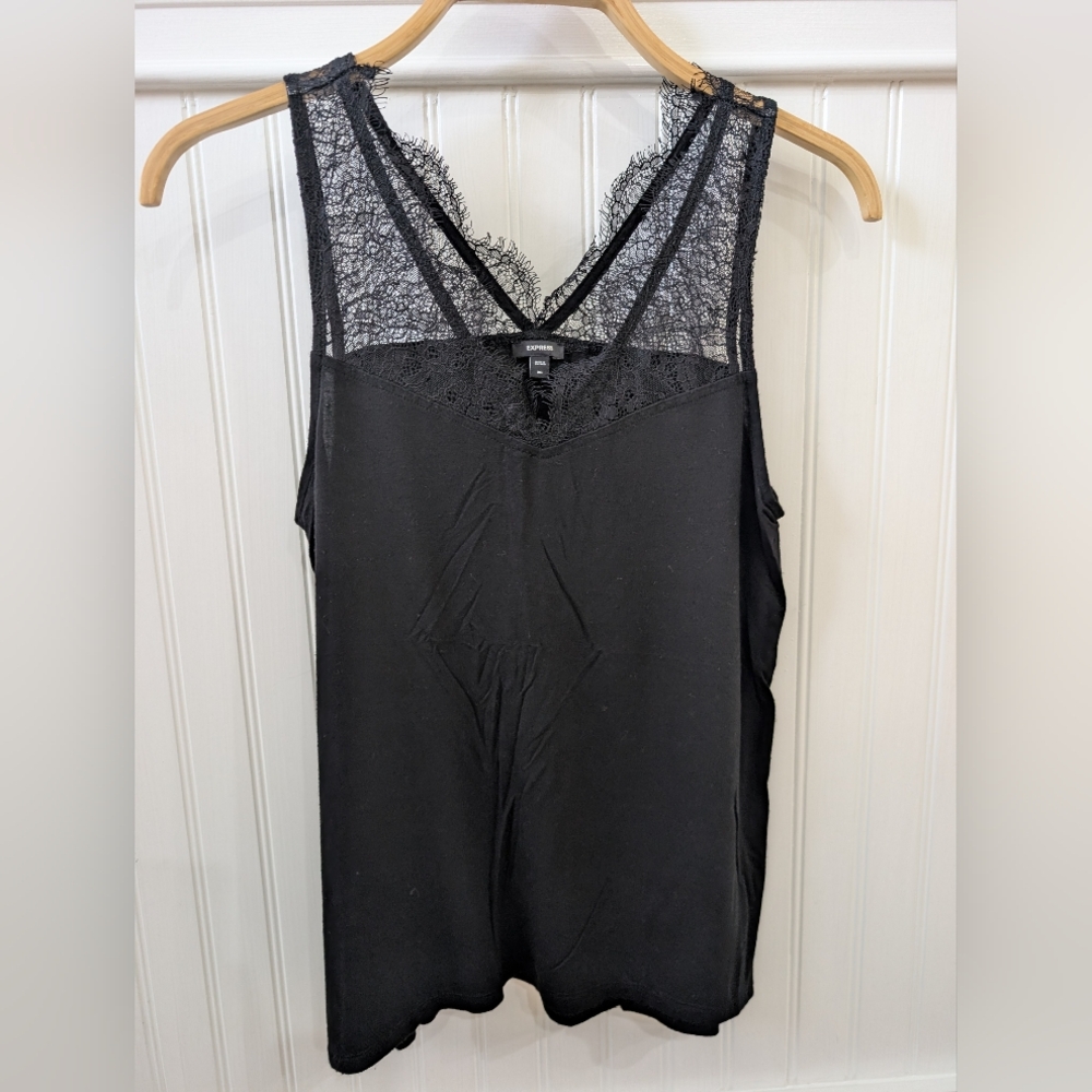 Express Black Lace Detail Top